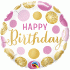 Ballons Alu Rond Qualatex " Happy Birthday  " Poids Rose et Or 45 cm