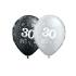 Ballon Qualatex 11" 28cm Rond Special ast " Chiffre 30 " Argent et Noir poche de 25 Ballons