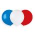 Ballon 19'' 48 cm  Assortis Bleu Blanc Rouge  en poche de 10 Ballons