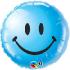Ballon Alu Forme Ronde Impression "SMILE" Bleu 45cm (18")Qualatex