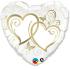 Ballon Alu Qualatex forme de coeur blanc marquage Or 91 cm