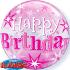 Ballon BUBBLES Qualatex 56cm de diamètre Anniversaire Rose "Happy Birthday"