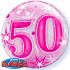 Ballon BUBBLES Qualatex 56cm de diamètre Chiffre 50 Anniversaire Rose