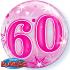 Ballon BUBBLES Qualatex 56cm de diamètre Chiffre 60 Anniversaire Rose