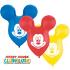 Ballon Qualatex 11" 28cm par 25 ballons impression Licence " Mickey  " ( couleurs : bleu ,rouge et jaune)