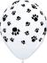 Ballon Qualatex Blanc en Impression Noire Trace de pattes "PAW" 11" (28cm) Poche de 25 Ballons