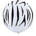 Ballon Qualatex Blanc impression Zebre noire 3' (90cm)