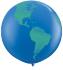 Ballon Qualatex en impression Monde 3' (90cm)  poche de 2 ballons
