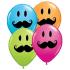 Ballon Qualatex impression Smile Face avec Moustache  5" (12.5cm)  Poche de 100 Ballons Assortis Tropical