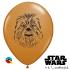 Ballon Qualatex impression Tete de Chewbacca   5" (12.5cm)  Poche de 100 Ballons Moka