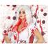 Perruque Halloween  Femme Blanche avec Mèches Rouge