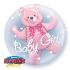 Ballon BUBBLES Qualatex 61cm de diamètre double  Ourson Rose "baby girl"