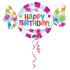 Ballon Alu Anagram en Forme de Bonbon Happy Birthday 101 cm X 60 cm