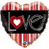 Ballon alu Coeur 18 " (46 cm ) " LOVE " Red Stripes