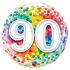 Ballon Alu Rond impression chiffres  90 Confettis 18" 45cm