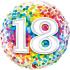 Ballon Alu Rond impression chiffres "18" Confettis 18" 45cm