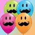 Ballon Qualatex assortis  impression Smile Face Moustache  11" (28cm) poche de 50
