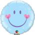 Ballon Alu Qualatex Forme Ronde impression  "Smile " Bleu Garçon 45 cm
